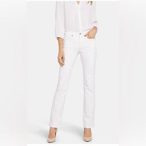NYDJ Marilyn Straight 6 Inseam Slits Optic White Jeans Women’s Size 10